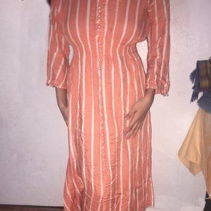 New orange striped Maxi dress, long sleeves